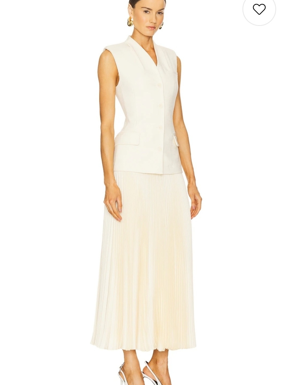 Georgina Sleeveless Cream Pleated Maxi Dress
